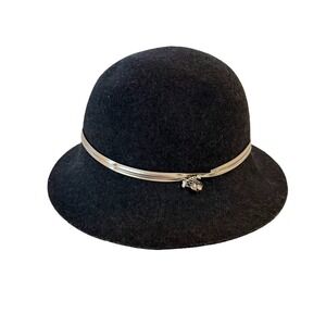 Anthropologie Hat Attack Gray Wool Felt Wide Brim Hat Crown Made in USA Boho